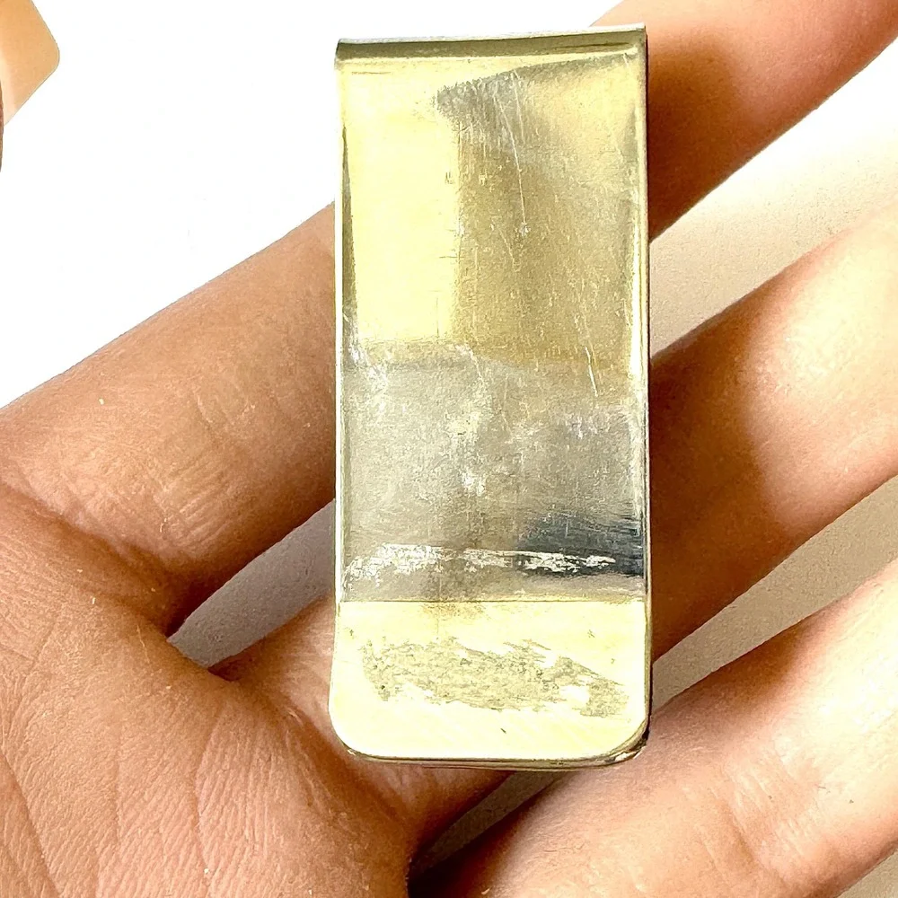 Navajo Turquoise Money Clip Sterling Mens Gift Handmade Skeets Shadowbox Stamped